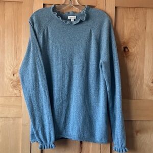 Garnet Hill Soft Blue 100% Cashmere Sweater